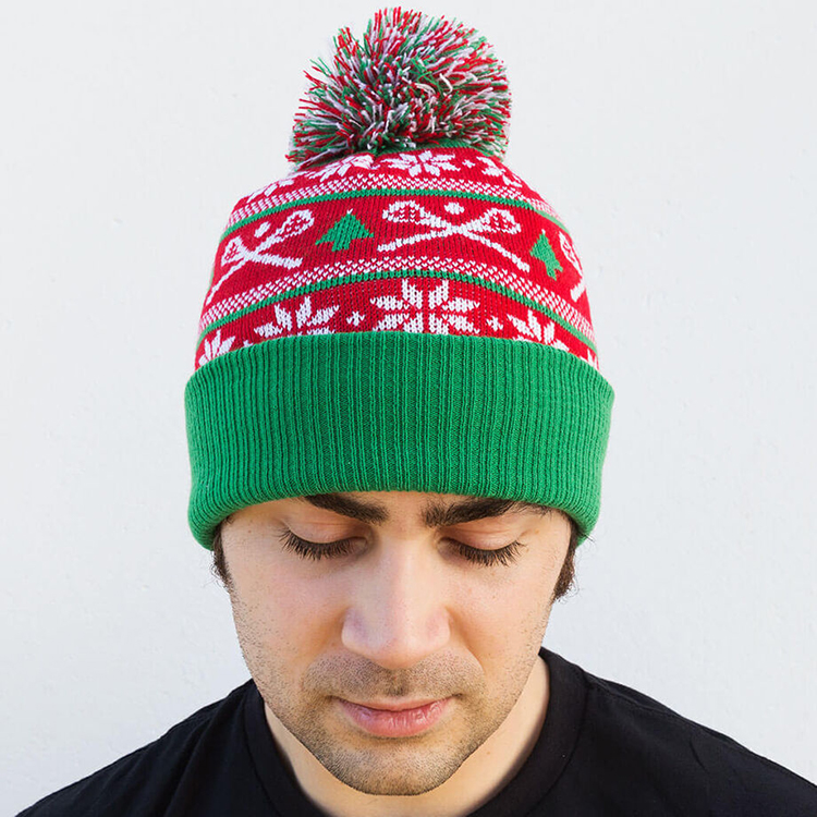 Christmas Knitted Hat With Snowflake Pattern