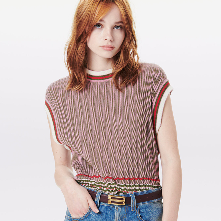 Wool Red Women Summer Sweater Vest