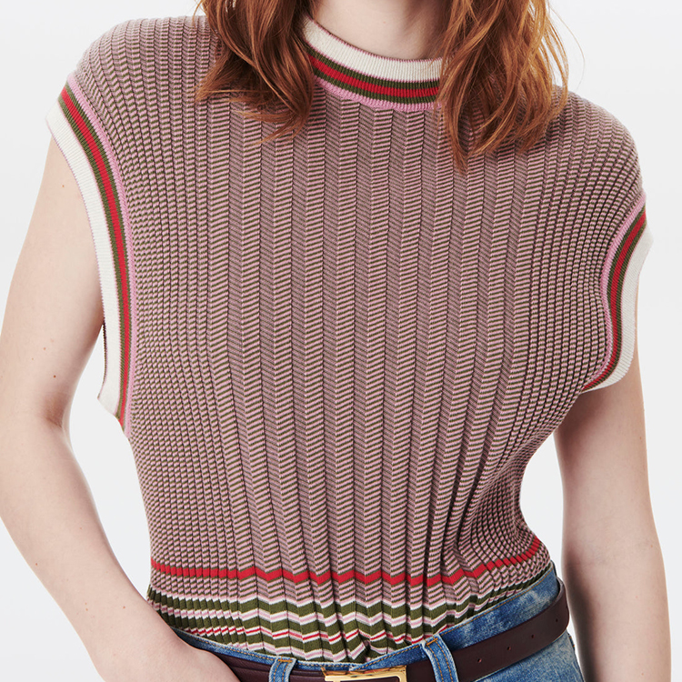 Wool Red Women Summer Sweater Vest