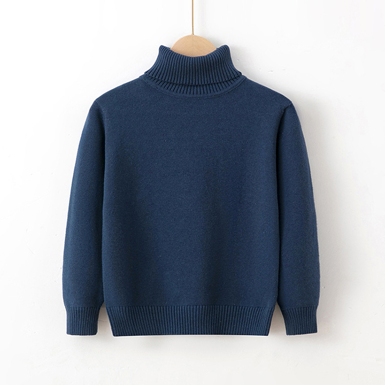 Solid Color Children's Knitted Turtleneck Pullover Sweater