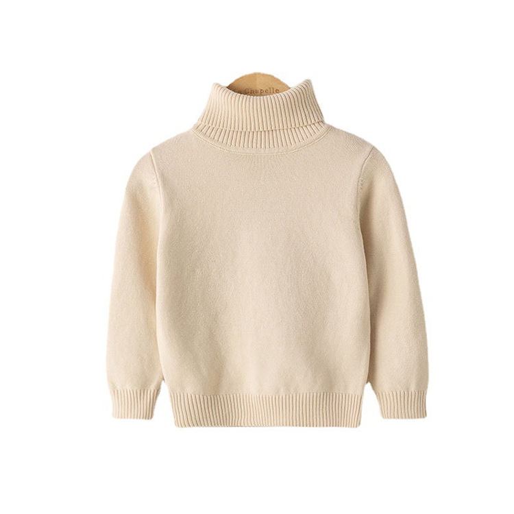 Solid Color Children's Knitted Turtleneck Pullover Sweater