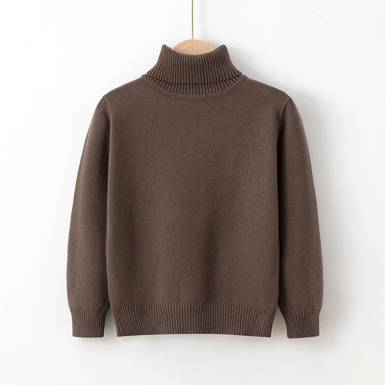Solid Color Children's Knitted Turtleneck Pullover Sweater