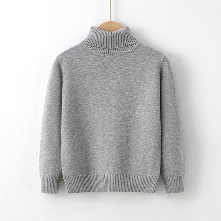 Solid Color Children's Knitted Turtleneck Pullover Sweater