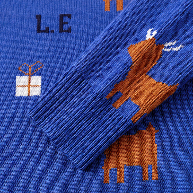 Children's Crewneck Snowflake Elk Christmas Jacquard Sweater