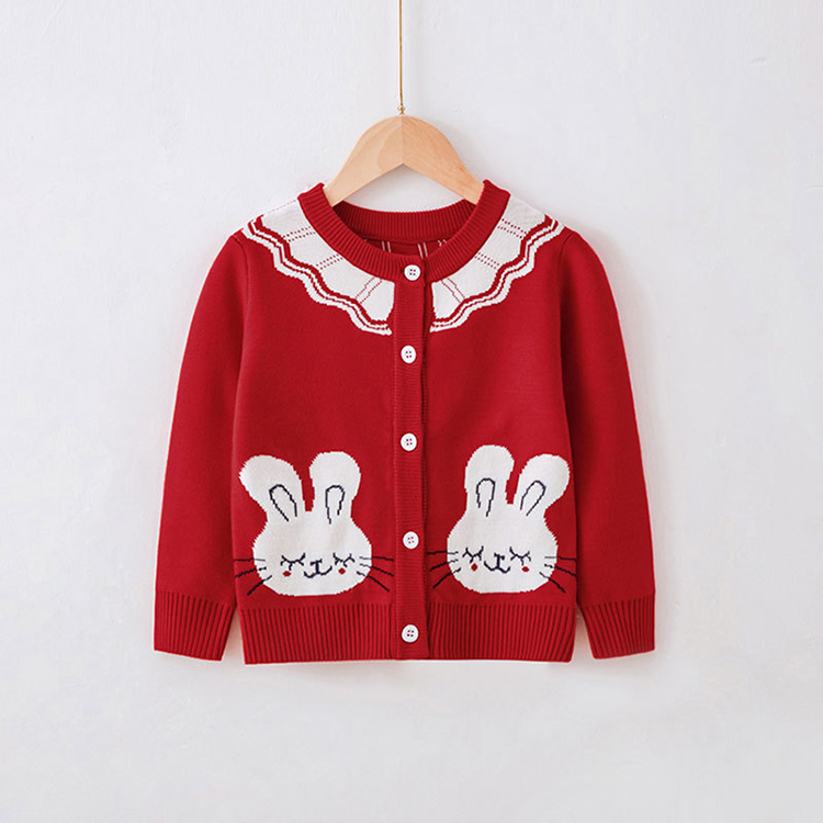 Autumn Cute Cartoon Girl Knitted Cardigan