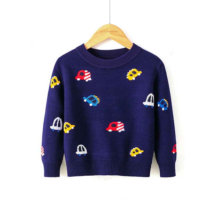 Boy's Cartoon Long-sleeved Knitted Pullover