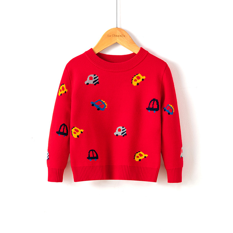 Boy's Cartoon Long-sleeved Knitted Pullover