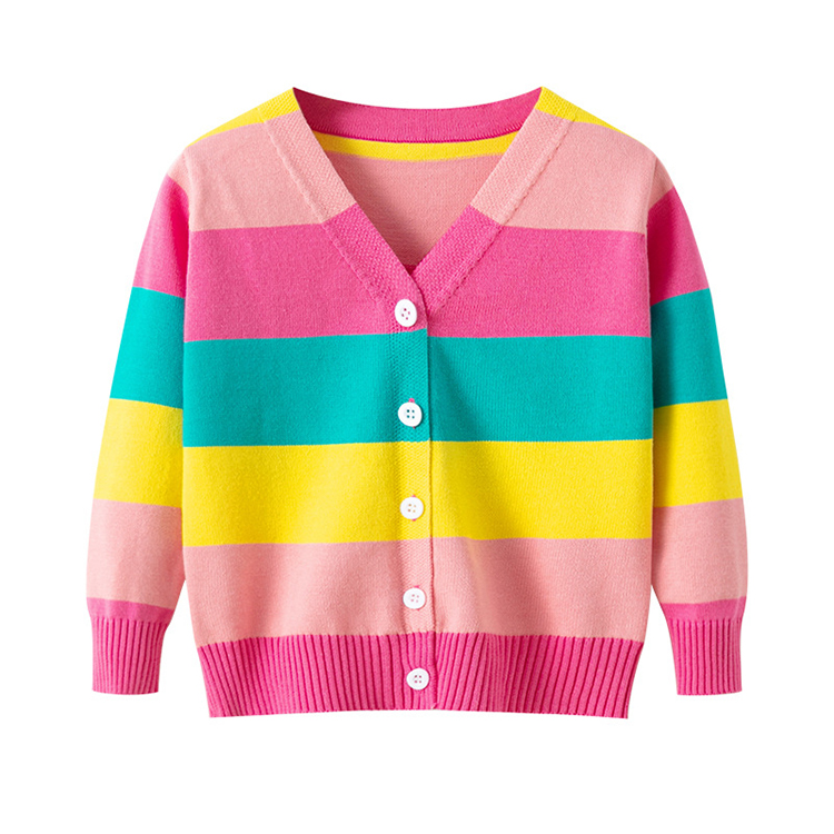 Rainbow Pure Cotton Knitted Cardigan Coat For Children