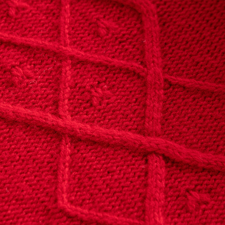 Wholesale Solid Red Women's Spring Crewneck Knit Sweater