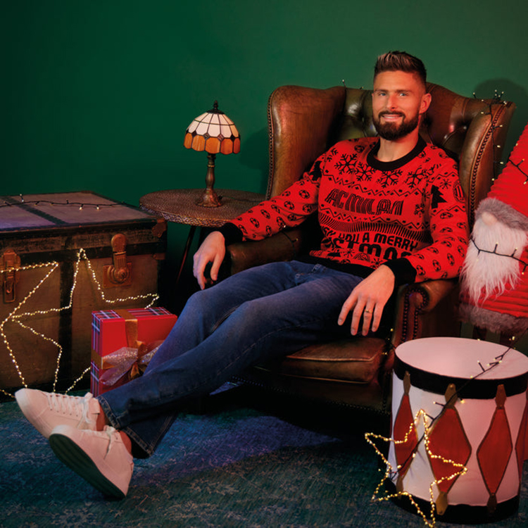 Factory Crewneck Football Knitted Xmas Jumper