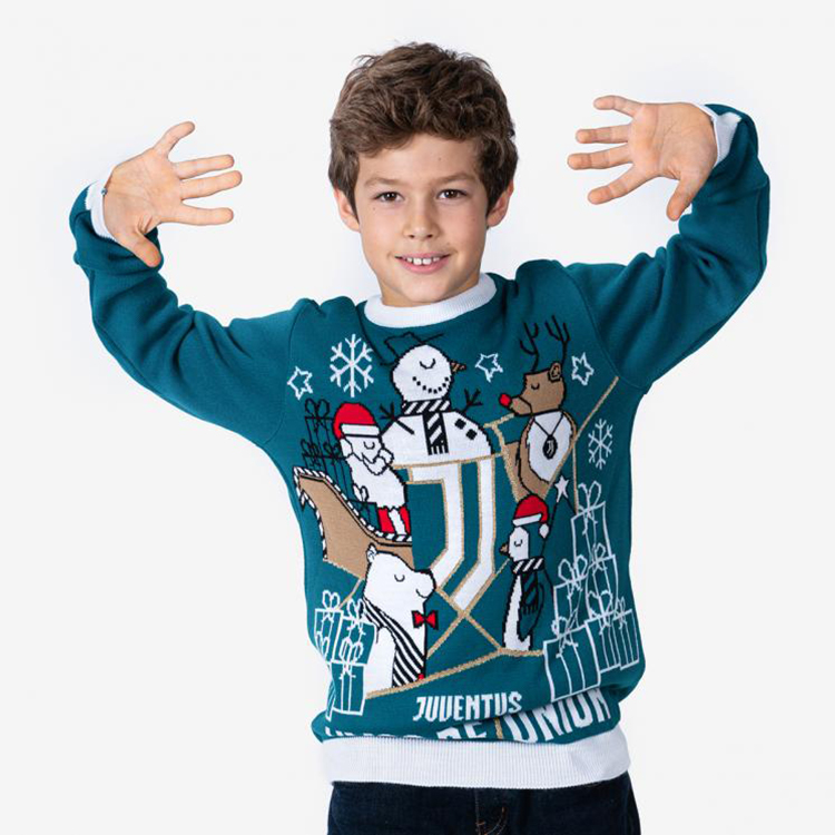 Factory Knitted Kid Christmas Football Sweater