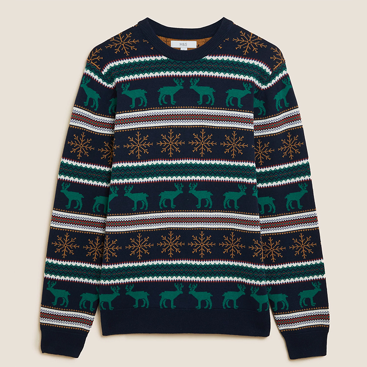 Men's Striped Knitted Christmas Pullover Jumper