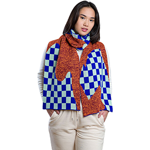 Winter Checkerboard Scarf Blue
