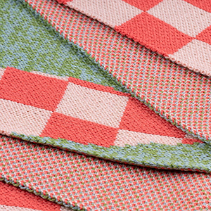 Knitted Green Pink Checkerboard Scarf