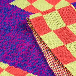 Winter Knitted Purple Checkered Scarf