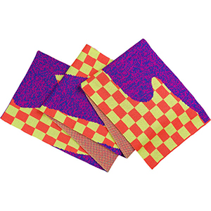 Winter Knitted Purple Checkered Scarf