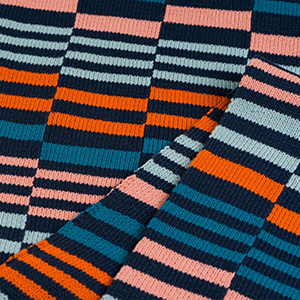 Dark Blue Striped Knitted Scarf