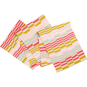 Pink Wool Knitted Striped Scarf