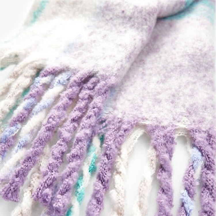 Chequered Scarf With Light Purple Cashmere