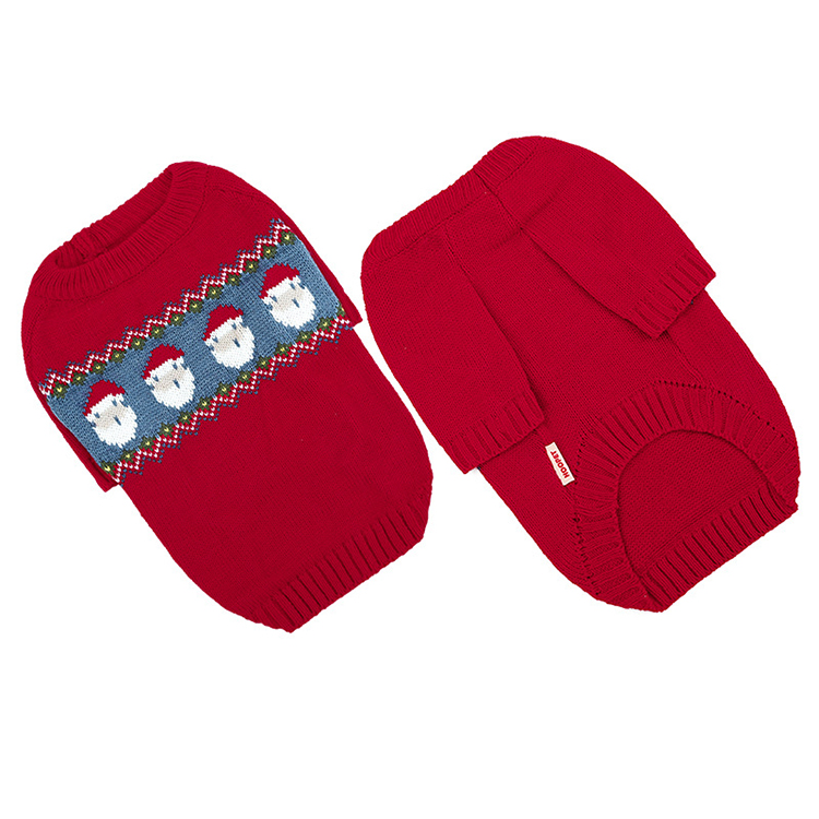 Red Knitted Christmas Santa Cat Sweater
