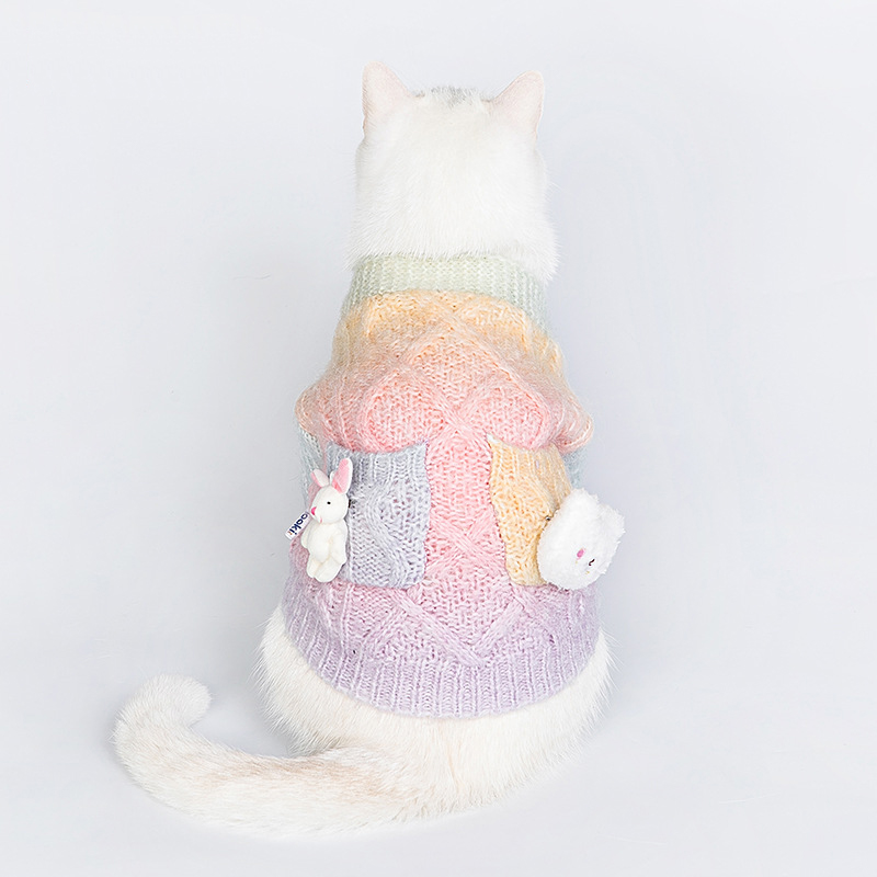 New Tie-dye Winter Knitted Cat Sweater