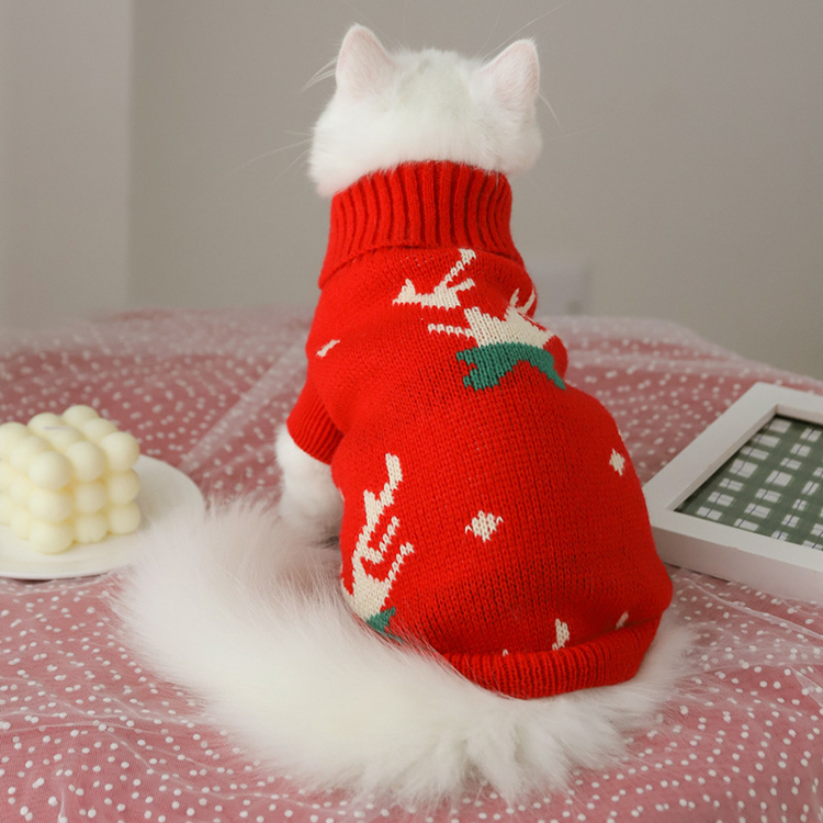 Autumn Strawberry Pattern Cat Knitted Sweater