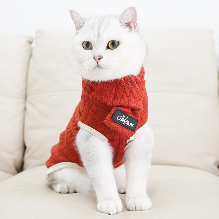 Pure Color Knitted Cute Cat Pullover Sweater