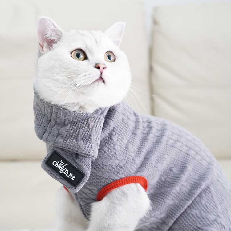 Pure Color Knitted Cute Cat Pullover Sweater