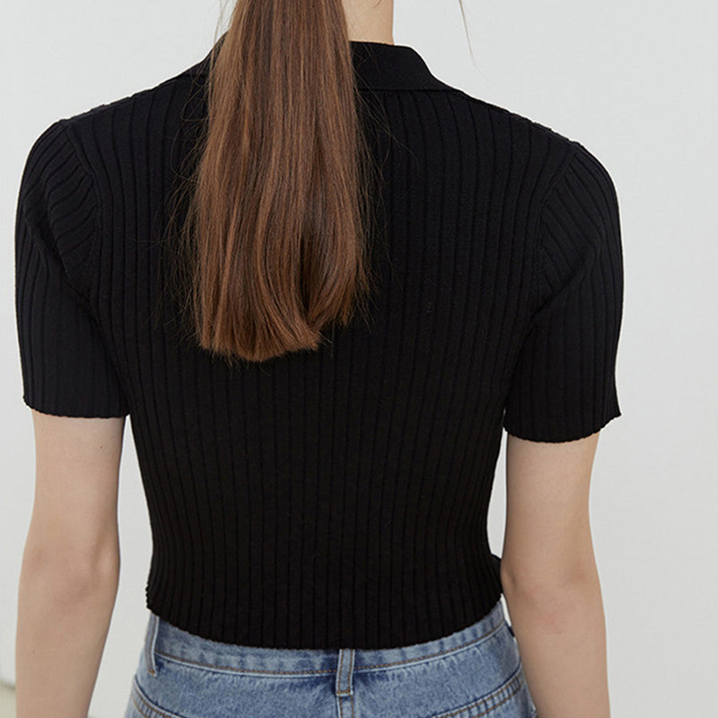 Women V-neck Short Top Summer Sweater